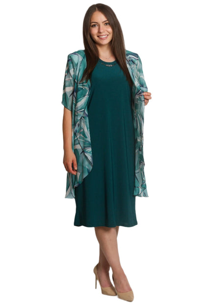 Официална рокля с шифонена наметка в големи размери - Maxi Market