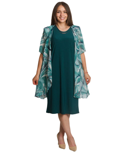 Официална рокля с шифонена наметка в големи размери - Maxi Market