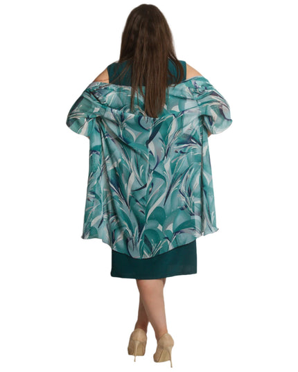 Официална рокля с шифонена наметка в големи размери - Maxi Market