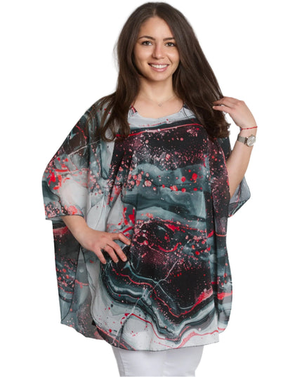 Официална шифонена макси туника с абстрактен десен - Maxi Market