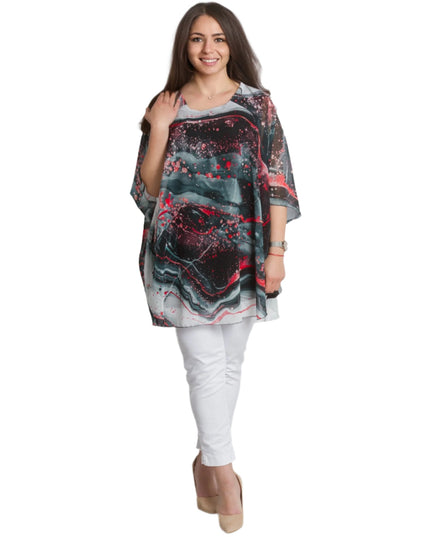 Официална шифонена макси туника с абстрактен десен - Maxi Market