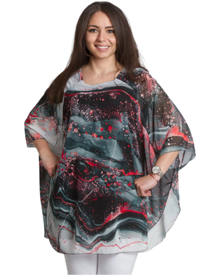 Официална шифонена макси туника с абстрактен десен - Maxi Market