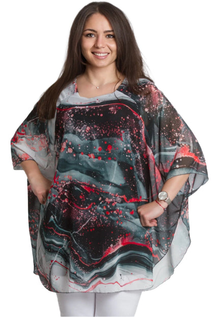 Официална шифонена макси туника с абстрактен десен - Maxi Market