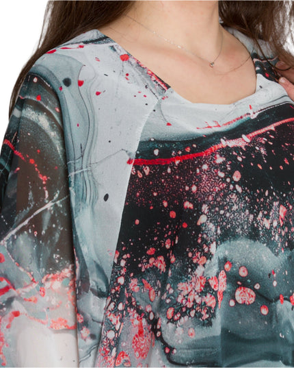 Официална шифонена макси туника с абстрактен десен - Maxi Market