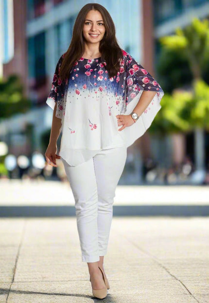 Официална шифонена макси туника с флорален десен - Maxi Market