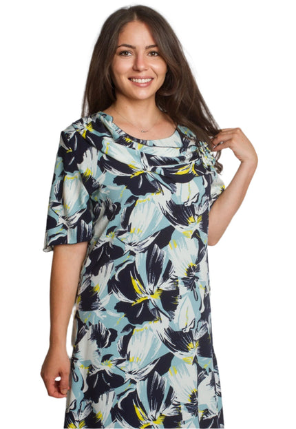 Официална шифонена рокля с цвете и флорален десен - Maxi Market