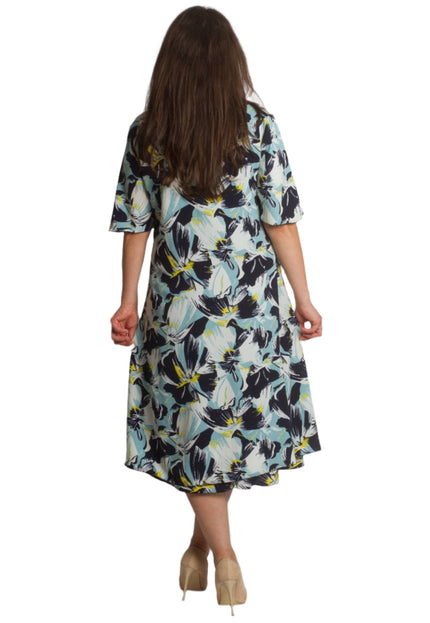 Официална шифонена рокля с цвете и флорален десен - Maxi Market