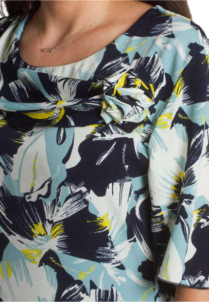 Официална шифонена рокля с цвете и флорален десен - Maxi Market