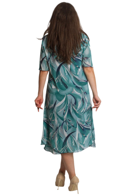 Официална шифонена рокля с цвете в големи размери - Maxi Market