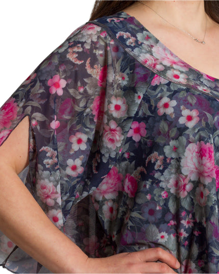 Официална шифонена туника с флорален десен и потник - Maxi Market