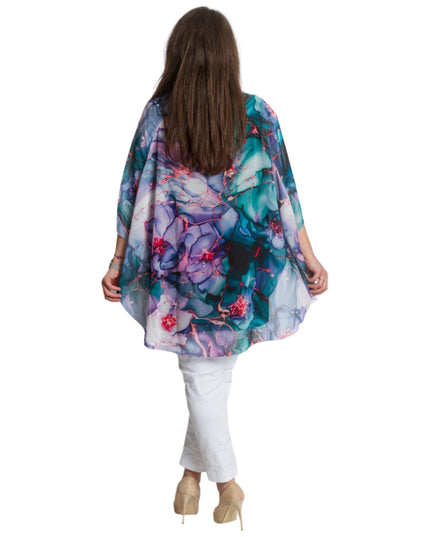 Официална шифонена туника с флорален десен и свободна кройка - Maxi Market