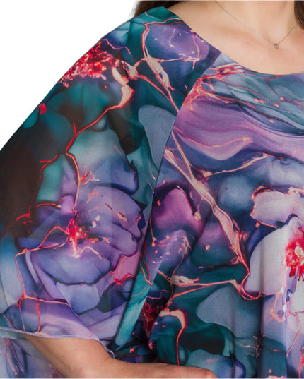 Официална шифонена туника с флорален десен и свободна кройка - Maxi Market