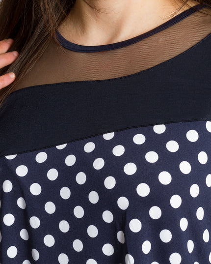 Официална тъмносиня туника на точки с тюл 4XL,5XL - Maxi Market