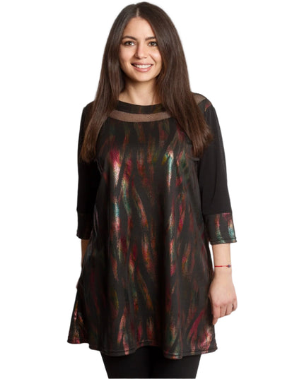 Официална туника с елементи от фина мрежа в големи размери - Maxi Market