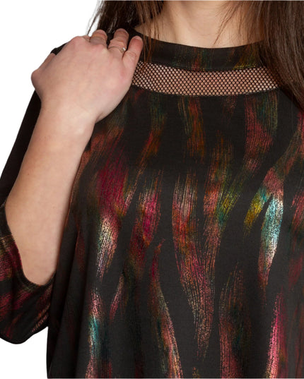 Официална туника с елементи от фина мрежа в големи размери - Maxi Market