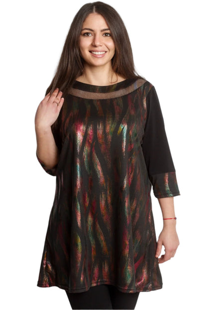 Официална туника с елементи от фина мрежа в големи размери - Maxi Market