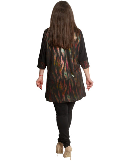 Официална туника с елементи от фина мрежа в големи размери - Maxi Market