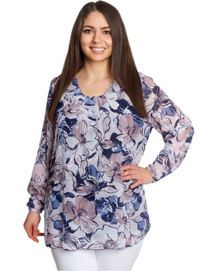 Официална туника с флорален десен и свободна кройка - Maxi Market