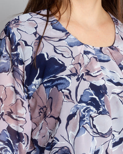 Официална туника с флорален десен и свободна кройка - Maxi Market