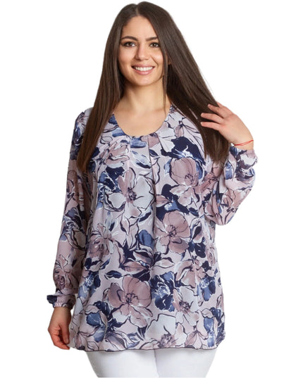 Официална туника с флорален десен и свободна кройка - Maxi Market
