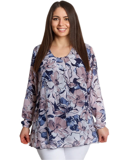 Официална туника с флорален десен и свободна кройка - Maxi Market