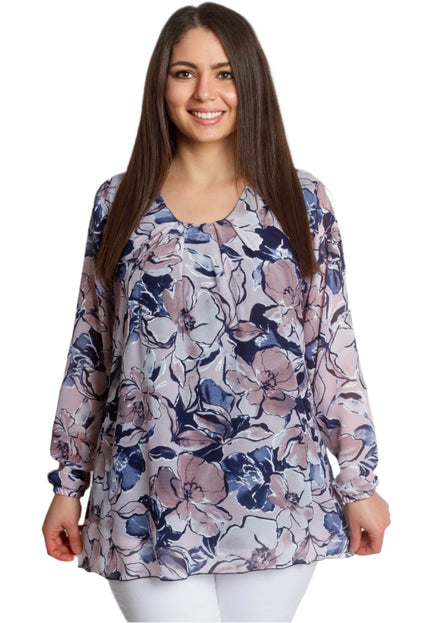 Официална туника с флорален десен и свободна кройка - Maxi Market