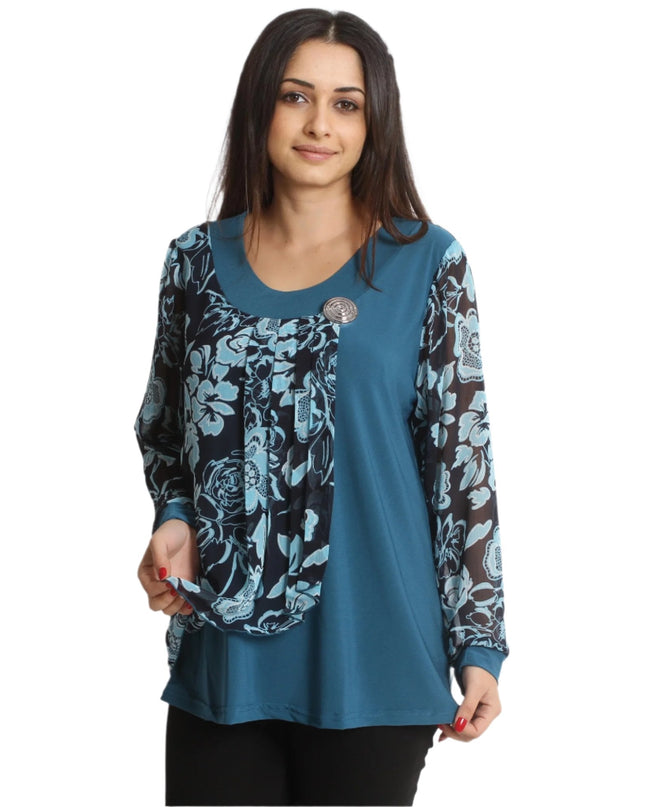 Официална туника с ръкави от шифон 2XL,3XL,4XL,5XL - Maxi Market