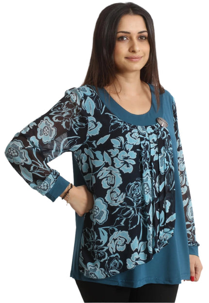 Официална туника с ръкави от шифон 2XL,3XL,4XL,5XL - Maxi Market