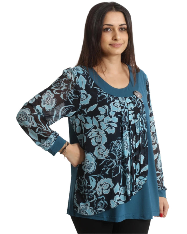 Официална туника с ръкави от шифон 2XL,3XL,4XL,5XL - Maxi Market