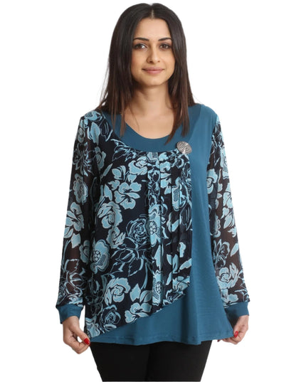 Официална туника с ръкави от шифон 2XL,3XL,4XL,5XL - Maxi Market