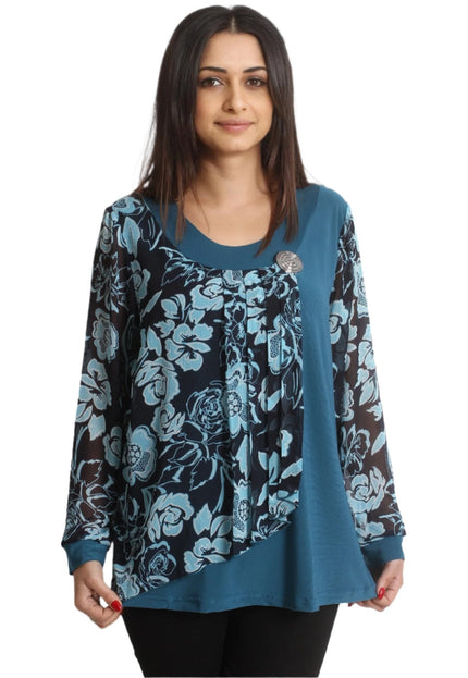 Официална туника с ръкави от шифон 2XL,3XL,4XL,5XL - Maxi Market