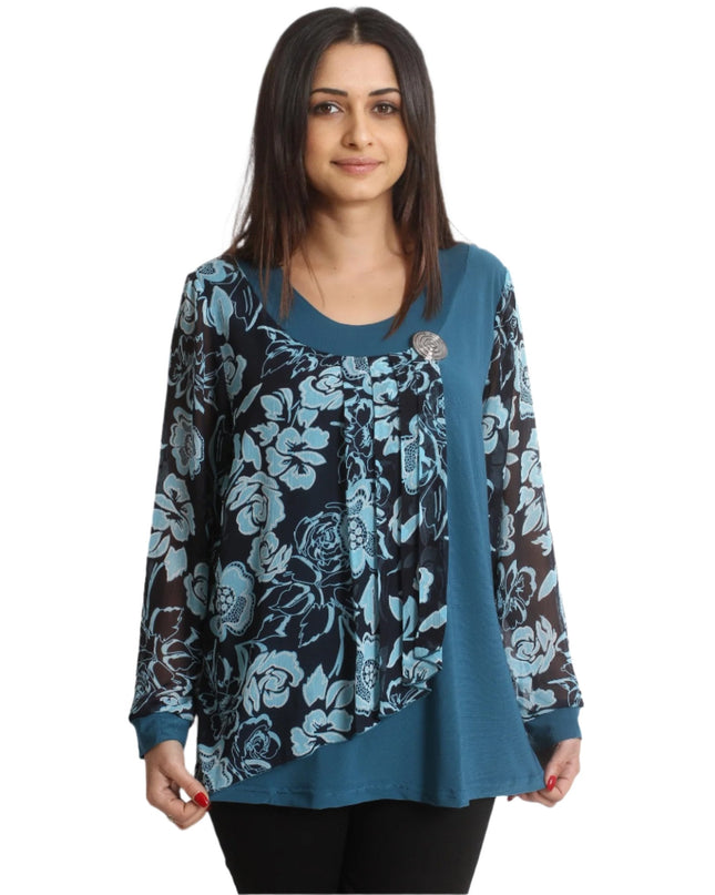 Официална туника с ръкави от шифон 2XL,3XL,4XL,5XL - Maxi Market