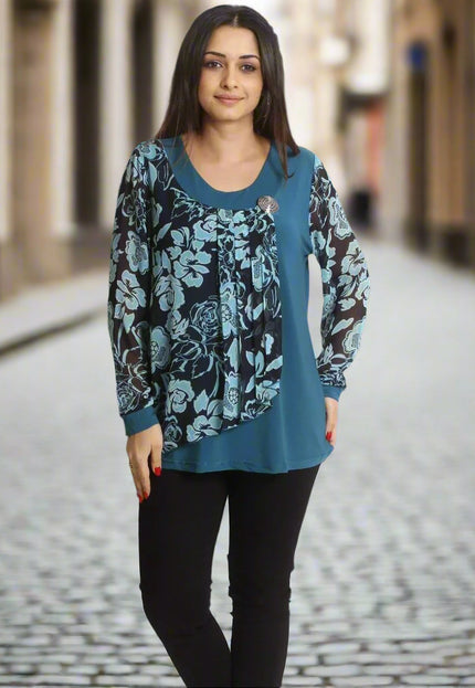 Официална туника с ръкави от шифон 2XL,3XL,4XL,5XL - Maxi Market