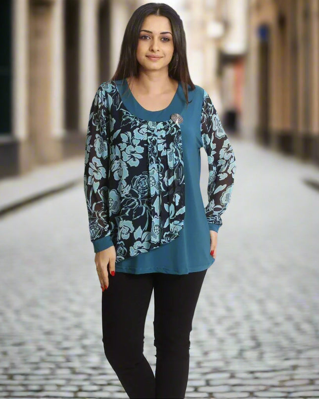 Официална туника с ръкави от шифон 2XL,3XL,4XL,5XL - Maxi Market