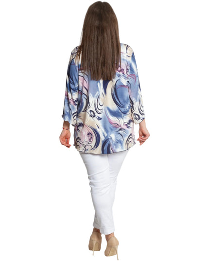 Официална туника в цветен десен и елегантно деколте - Maxi Market