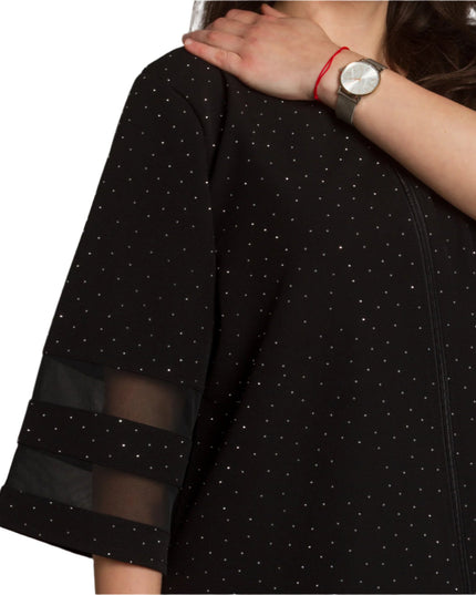 Официално макси черно сако с блестящи елементи и 3/4 ръкави - Maxi Market