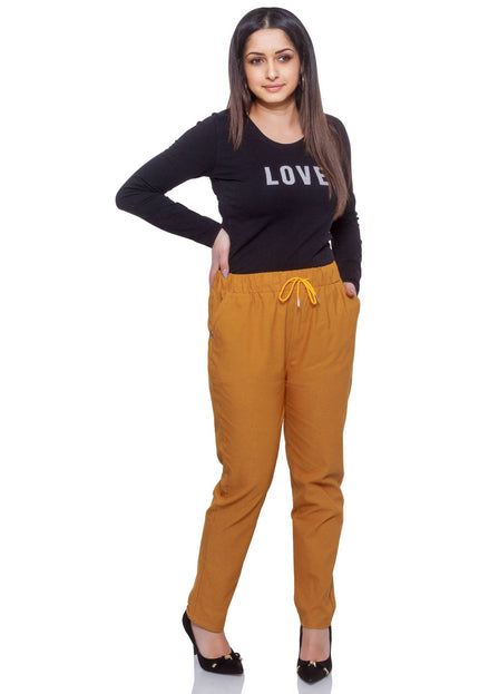 Оранжеви панталони с висока талия и джобове - Права кройка - Maxi Market