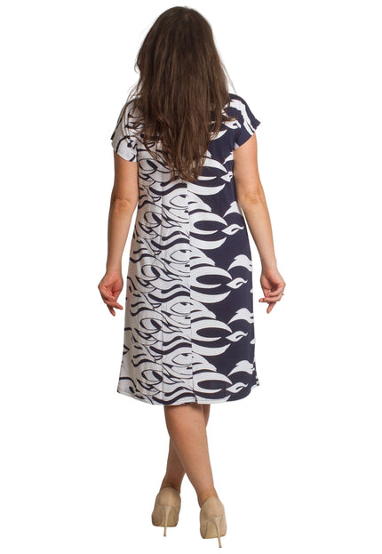 Права лятна рокля в големи размери с двуцветен десен - Maxi Market