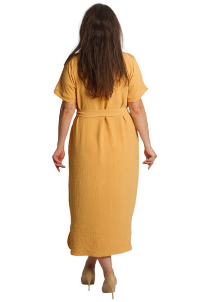 Права рокля с колан и V - образно деколте в макси размери - Maxi Market