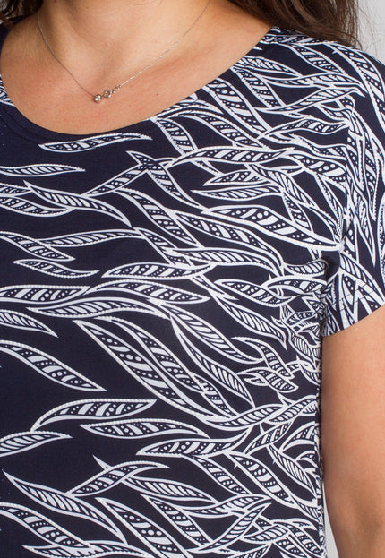 Права тъмносиня рокля в макси размери с релефен десен - Maxi Market