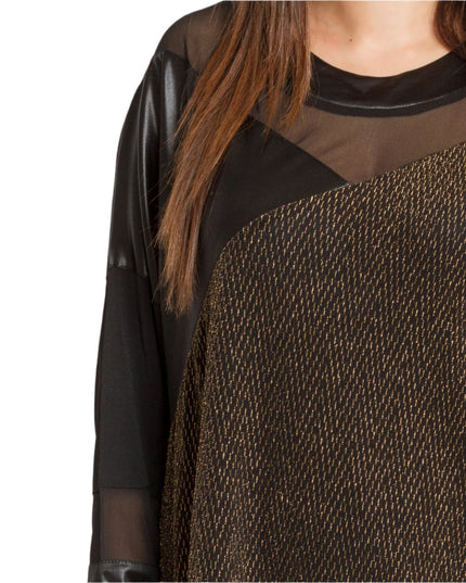 Празнична туника с еко кожа и тюл в макси размери - Maxi Market