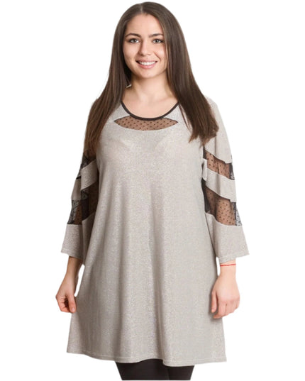 Празнична туника с тюл на точки и блестящ ефект - Maxi Market