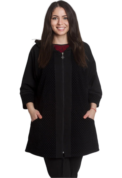 Пролетен макси жакет с качулка в големи размери - Maxi Market