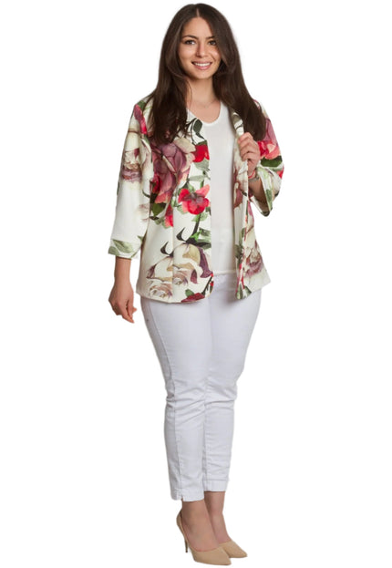 Пролетно макси сако с десен на красиви цветя - 3XL,4XL,5XL - Maxi Market