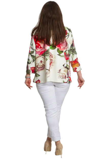 Пролетно макси сако с десен на красиви цветя - 3XL,4XL,5XL - Maxi Market