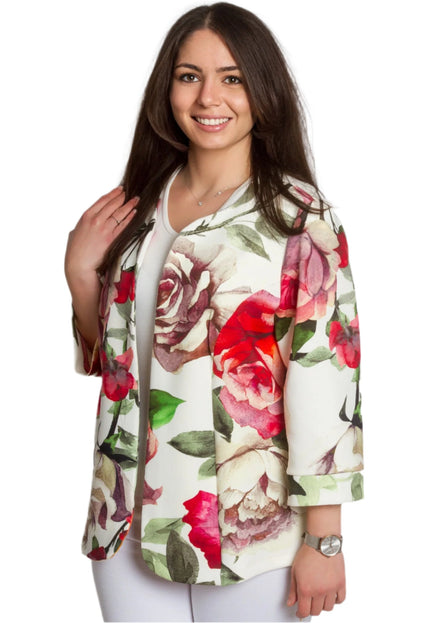 Пролетно макси сако с десен на красиви цветя - 3XL,4XL,5XL - Maxi Market