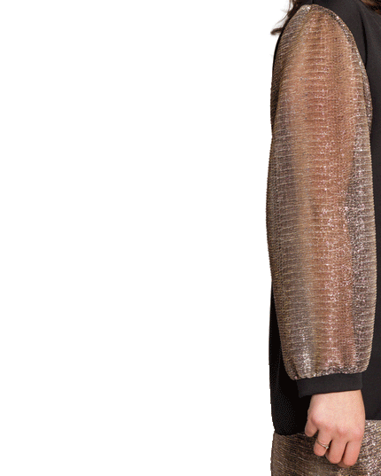 Tunică lejeră în mărimi mari cu accente din piele