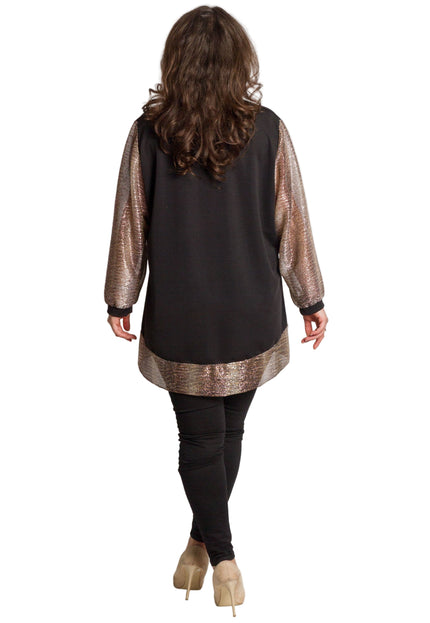 Tunică lejeră în mărimi mari cu accente din piele