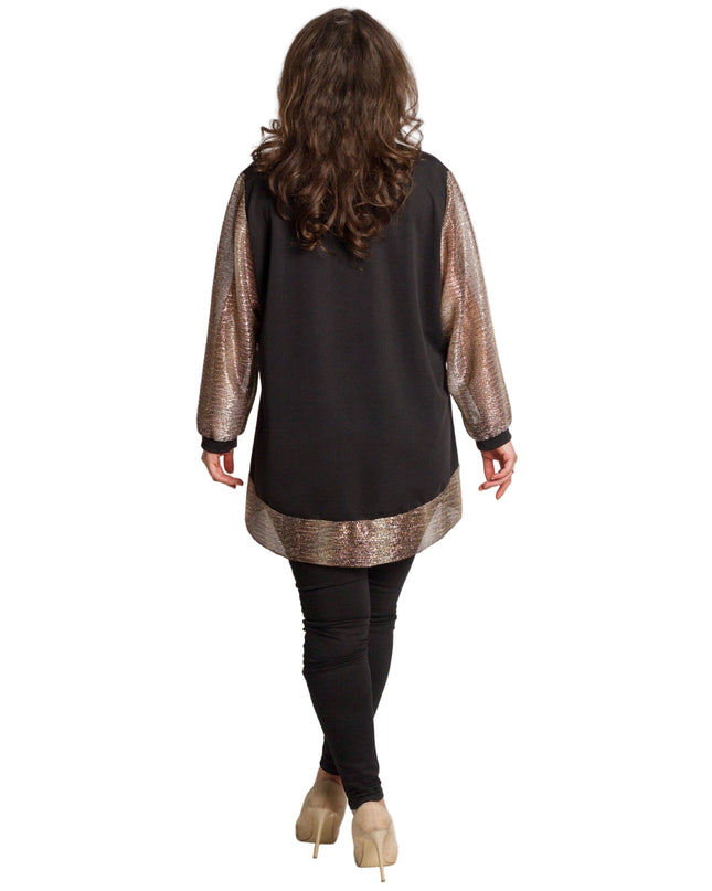 Tunică lejeră în mărimi mari cu accente din piele