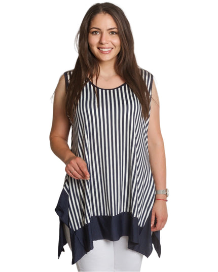 Разкроен макси потник на райета с асиметричен подгъв - Maxi Market